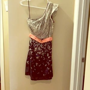 Beautiful one shoulder dress with belted waist